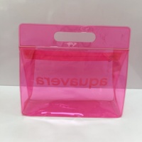 Sac de voyage personnalisé en PVC transparent avec fermeture éclair, pliable, portable, sac de rangement cosmétique en PVC, sac de toilette avec poignée