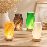 Lampe de chevet/de table moderne minimaliste à effet d'ondulation d'eau, imprimée en 3D, avec éclairage LED USB, intensité réglable et batterie incluse pour chambre à coucher