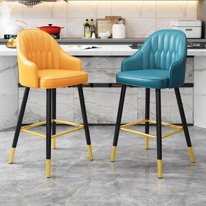Chaises de <span class=keywords><strong>Bar</strong></span> de luxe pour Restaurant, mobilier de cuisine nordique, bon marché, comptoir haut en métal moderne, tabouret de <span class=keywords><strong>Bar</strong></span> en velours avec dossier - Product Image 5