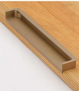 Aluminum <strong>Matt</strong> <strong>Black</strong> Gray Silver Drawer Pulls Embedded Invisible Dark <strong>Door</strong> Handle Push-Pull Bedroom Living Room Hotel Basement - Product Image 6