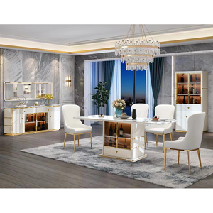 Ensemble <span class=keywords><strong>de</strong></span> Salle à Manger Luxe <span class=keywords><strong>Design</strong></span> Moderne avec Table en Bois Blanc et Chaises pour <span class=keywords><strong>4</strong></span> ou 6 Personnes, Mobilier <span class=keywords><strong>de</strong></span> Maison Complet - Product Image 2
