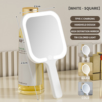 Miroir de maquillage LED compact carré portable avec grossissement 10X, design simple face