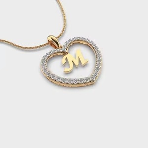 Gold Alphabet <b>Initial</b> <b>Pendant</b> with Diamond Letter Charm Personalized Jewelry Gift for Women - Product Image 1