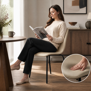 Sedia da pranzo moderna 2026 con schienale alto, rivestimento in pelle PU premium, gambe in metallo nero ecologico per sala da pranzo - Product Image 3