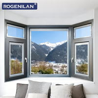 Fenêtre à battant en aluminium Rogenilan avec double vitrage Low-E, pare-vent, pour baies vitrées, avec stores, fournisseur chinois
