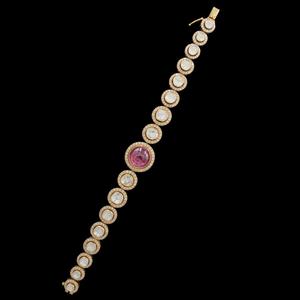Polki Diamond Solid 14k Gold Natural Ruby Cut <b>Gemstone</b> Handmade <b>Bracelet</b> Opanable <b>Bracelet</b> Jewelry Gold Ruby Diamond <b>Bracelet</b> - Product Image 2