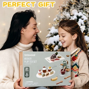 Jouet de découpe de fruits et légumes en bois pour enfants, style nordique, avec ustensiles de cuisine et service <span class=keywords><strong>à</strong></span> thé pour jeu d'imitation - Product Image 3