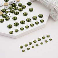 Cuentas de diamantes de imitación de resina epoxi de olivino fresco de 5 mm con parte trasera plana y orificio central para coser, para la fabricación de colgantes en forma de lágrima y accesorios de joyería