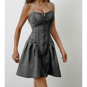 Vestidos de mezclilla sexys con cierre halter para mujer, a la moda - Product Image 4