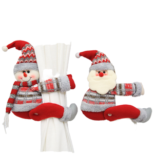 Decorazioni Natalizie per Finestre con Babbo Natale e Pupazzo di <span class=keywords><strong>Neve</strong></span>, Fermatende Cartoon per Camera da Letto, Accessori in Tessuto e PC - Product Image 1