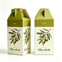 Boîte d'emballage en papier pliable personnalisée de haute qualité, boîte avec fenêtre transparente en PVC, boîtes cadeaux pour bouteilles d'huile d'olive avec poignée découpée
