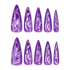 24pcs Halloween Wear 3D Fake Nail Set Magic Mirror <span class=keywords><strong>Poudre</strong></span> pour doigts faits à la main Europe États-Unis Cross-Border Nail - Product Image 5