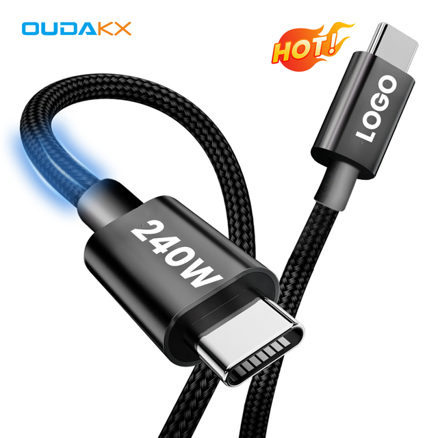 OEM 2M Wholesale PD 240W 100W 1M USB2.0 Nylon Braided Fast Charging Data Cable USB C Rapide for SAMSUNG I Phones Power Bank PC