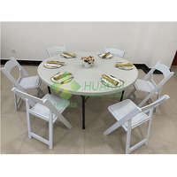 Mesa Rectangular Plegable Portátil de Plástico Blanco de 6 Pies para Exterior, Catering, Picnic, Café y Banquete