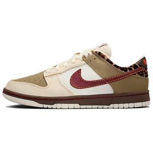 รองเท้าสเก็ตบอร์ด Nike Dunk Leather Low Top สำหรับผู้หญิง สีเบจแดง ลายพิมพ์สัตว์ พื้นรองเท้ายางแบบมีเบาะ - Product Image 1