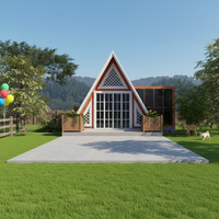 A-Frame alpin avec balcon, A-Frame en bord de lac avec quai, villa triangulaire en bord de plage avec structure en bois écologique, maison triangulaire