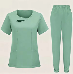Conjuntos de Uniformes Médicos Tejidos con Cuello en V, Manga Corta y Costuras Laterales, Unisex, para Uso Hospitalario - Product Image 3