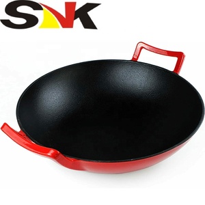 <span class=keywords><strong>Wok</strong></span> en fonte professionnel, OEM, émaillé, double poignée, <span class=keywords><strong>wok</strong></span> <span class=keywords><strong>japonais</strong></span> en fer - Product Image 2