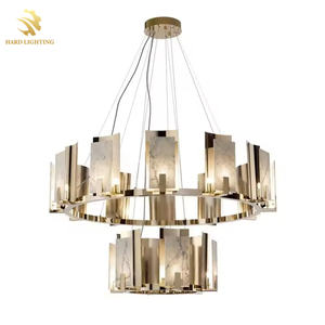 アメリカンデザインの高級レストラン用大理石シャンデリア、モダンなリングシャンデリア、クリエイティブな高級LEDレストランシャンデリア - Product Image 6