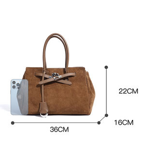 main pour femmes Borse Donna Tragetasche Fabricants sur mesure OEM Lady Vintage Fashion Suede Sac fourre-tout en cuir véritable - Product Image 4