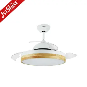 1Stshine Hedendaagse Houten Unieke Verborgen Geen Blade Air Led Lamp Verlichting Vouwen Plafond Ventilator Licht