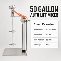 Mélangeur pneumatique automatique de 50 gallons, type levage automatique, 1/2HP, 60-2900RPM, agitateur de peinture industriel, diamètre de la lame de 155 mm, 42L/min