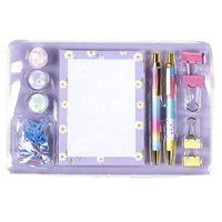 Ensemble de papeterie pastel mignon pour enfants avec pinces, stylos et blocs-notes - Accessoires scolaires amusants pour l'écriture et les fournitures de bureau
