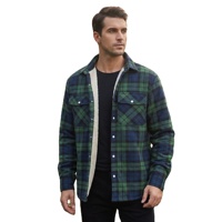 Veste à carreaux doublée polaire personnalisée pour homme, chemise thermique chaude d'hiver en tissu brossé, chemises pour homme, fournisseur en gros, extensible