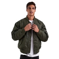 Blousons Bomber Vert Olive Hiver Personnalisables OEM – Design Tendance, Épais, Style Aviateur, Logo Frontal, Grande Taille pour Hommes