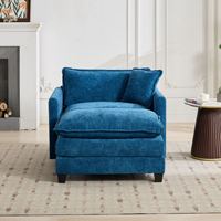 Fauteuil de lecture individuel moderne en chenille verte, rembourré, avec assise profonde, pour salon, avec coussin décoratif, modèle W714S00449