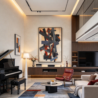 Peinture à l'huile sur toile 3D faite main grand format, abstraite moderne texture rouge or blanc, décoration maison hôtel