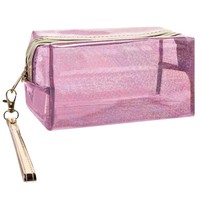 Sac de maquillage coloré tendance, grande capacité, trousse de toilette transparente, pochette portable légère, sac cosmétique transparent pour fille