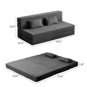 أريكة سرير قابلة للطي متعددة الاستخدامات، كنبة عالية الكثافة من الميموري فوم، كرسي نوم للضيوف مع وسائد - Product Image 3