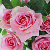 AL-8471 fleurs roses artificielles pour mariage tige unique 3 têtes toucher réel Rose revêtement Latex fleur de soie très réaliste