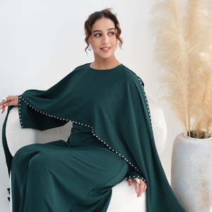Abaya con Rifiniture in Perle, Tessuto Nida Premium, Abbigliamento Islamico di Lusso per Donne, Abaya Chiusa di Lusso per Donne Musulmane - Product Image 4