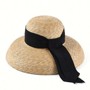 Summer Women Fashion Natural Straw Top Hat Wide Brim Sunshade Travel Holiday Beach Outdoor Cloche Hat - Product Image 5