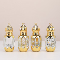 Flacon roll-on hexagonal en verre doré creux avec logo personnalisé, vide, pour huiles essentielles et parfums, idéal pour l'emballage cosmétique