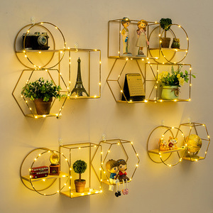 Hiện Đại Bắc Âu Bằng Gỗ Tổ Chức Treo Tường Trang Trí Nội Thất Phòng Khách Kim Loại Lưu Trữ Kệ Hiển Thị Giá - Product Image 1