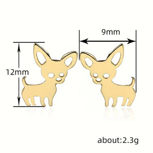 Orecchini a Perno a Forma di Volpe e Cane per Donne, Gioielli per Orecchie con Piccoli Animali, Accessori di Moda - Product Image 4