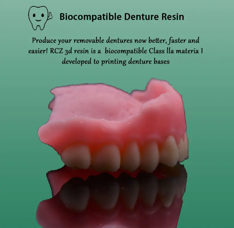 Hoge Precisie Biocompatibiliteit Prothese Base Resin 3D Dental Resin Voor Lcd Dlp Printer