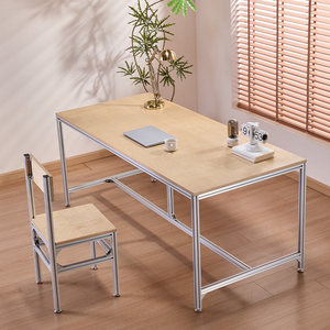 Aluminum Extruded Birch Wood Conference <b>Table</b> 180Cm Long <b>Office</b> Meeting Desk Workbench Computer <b>Table</b> - Product Image 3