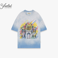 T-shirt homme en jersey de coton 280 g/m² épais, coupe ample, col ras du cou, épaules tombantes, style streetwear oversize, avec motif graphique et effet délavé