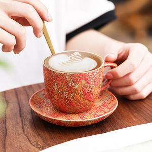 ชุดแก้วกาแฟเซรามิกพร้อมจานรองสำหรับเอสเพรสโซและลาเต้อาร์ต แก้วน้ำชาสำหรับจิบชายามบ่ายสุดหรู ของขวัญสุดพิเศษพร้อมบริการปรับแต่ง - Product Image 3