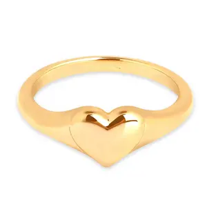Gemnel new trendy sterling silver simple 925 silver gold blank engagement heart signet ring women
