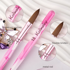 Custom Logo Kolinsky Acrylic <b>Nail</b> Brush Crystal Powder Dipping Flower Painting Carving Pen for Salon - Product Image 3