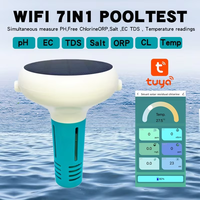 Compteur de chlore à énergie solaire 7 en 1 Chlore/pH/TDS/EC/ORP/Salinité/TEMP Testeur de qualité de l'eau flottante pour piscine