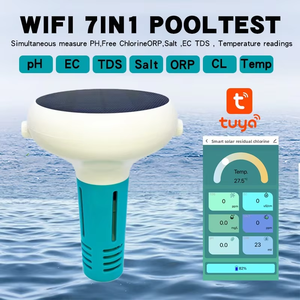 Medidor de cloro de energía solar 7 en 1 probador de calidad de agua flotante de <span class=keywords><strong>piscina</strong></span> de cloro/pH/TDS/EC/ORP/salinidad/TEMP - Product Image 5