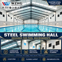 Système de construction de piscines sportives scolaires avec structure en acier préfabriquée pour les cours de natation en salle et les entraînements d'équipe
