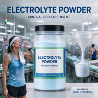 Complément en poudre d'électrolytes, favorise l'hydratation et l'équilibre électrolytique, poudre de complément alimentaire