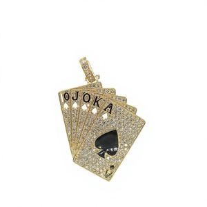 Pendentif Royal Playing Card King Kate en or jaune 14 carats serti de diamants naturels de 4,29 carats, bijoux de luxe pour hommes, style hip-hop - Product Image 1